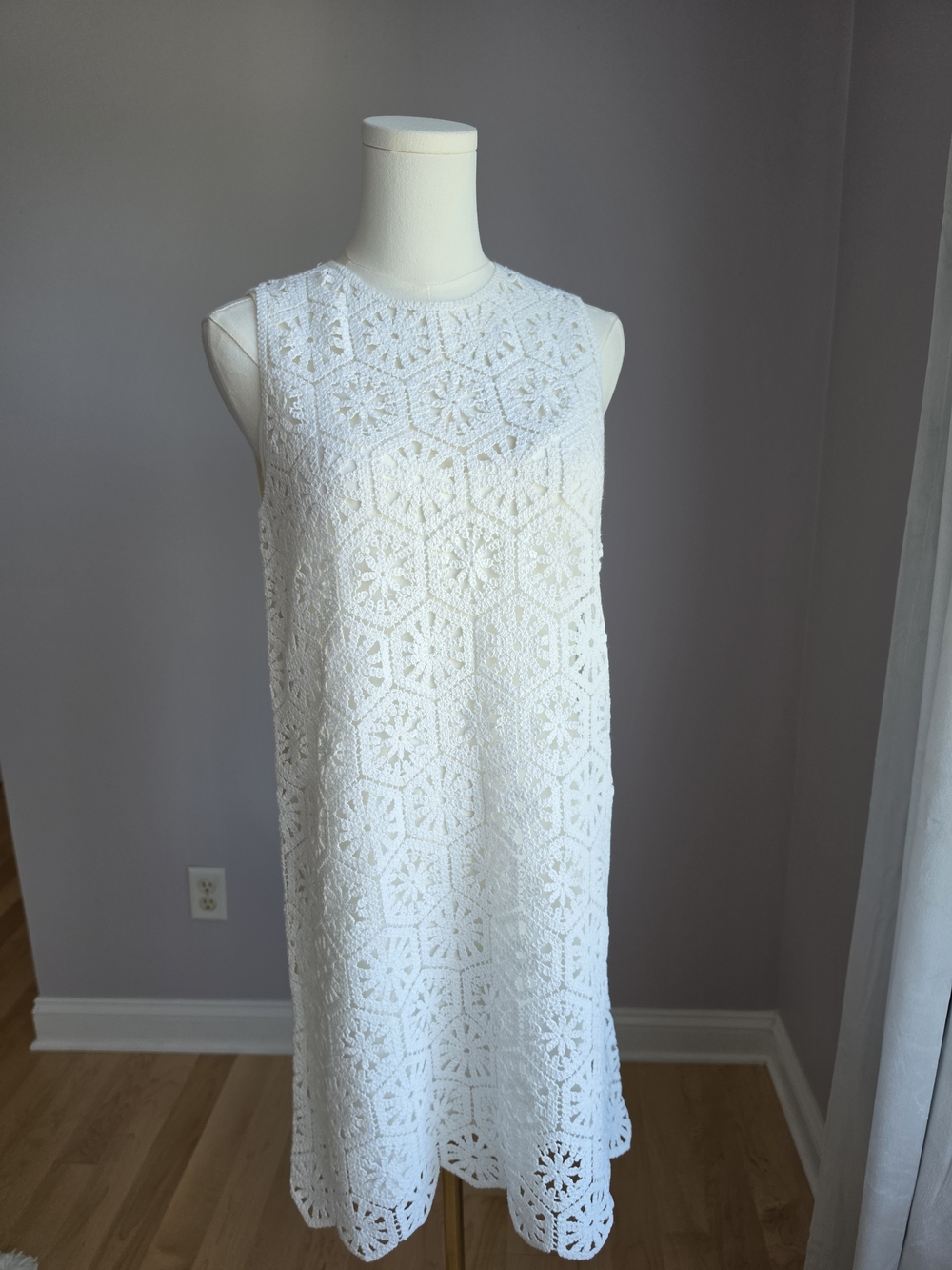 Ted Baker White Crochet Sleeveless Shift Dress